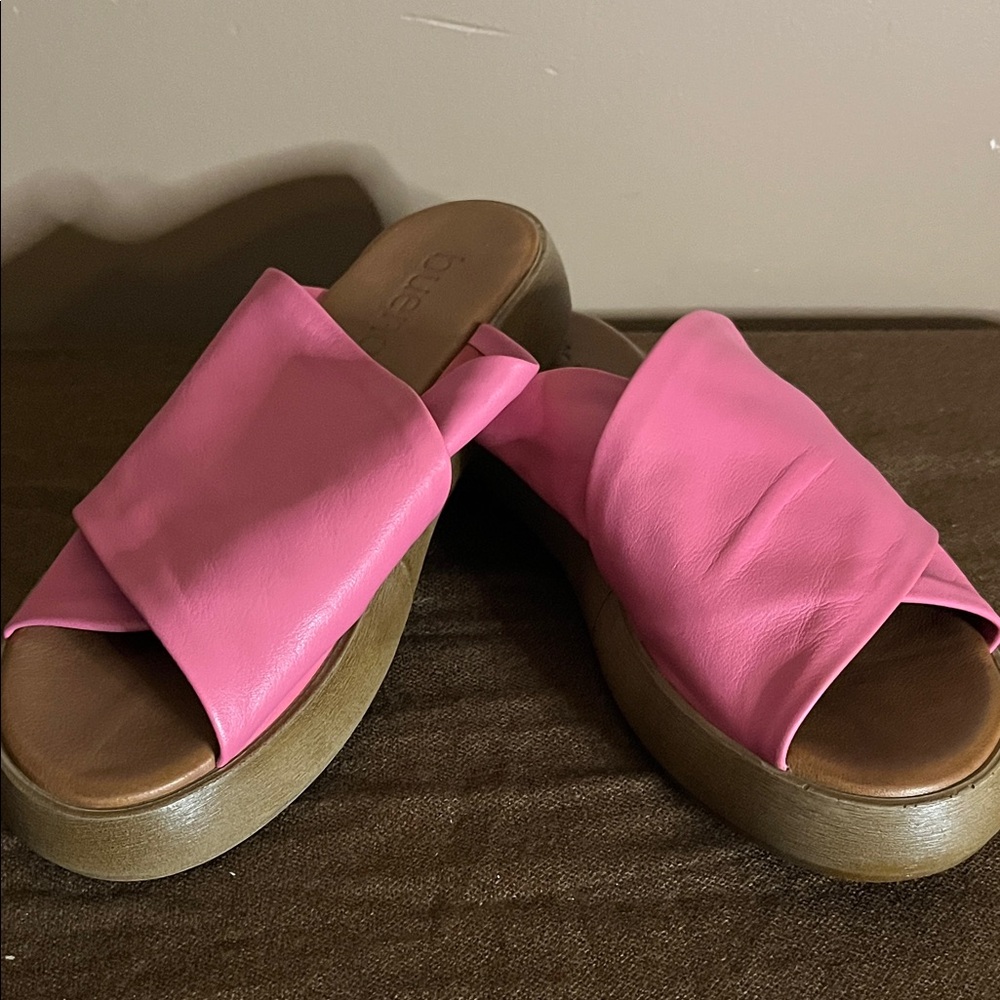 😄Dusty rose leather slides sandals 40 Bueno shoes